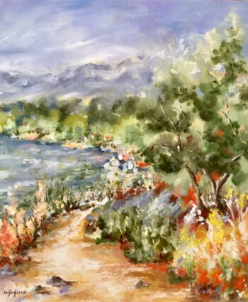 Bords de Seine Vétheuil - Huile sur toile - 46 x 55 cm
