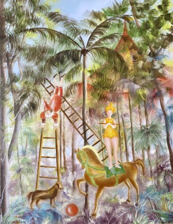 Cirque en liberté - Huile sur toile - 50 x 64 cm - 980€