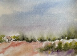 PLAINE A AUVERS SUR OISE 1 AQUARELLE 20X27CM