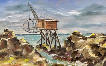 Gouache sur carton  - Plage de la Boutinardière - 25x45cm - 380€