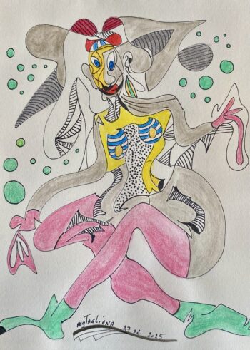 Technique mixte (encre et aquarelle) - Format encadré 30x40 cm