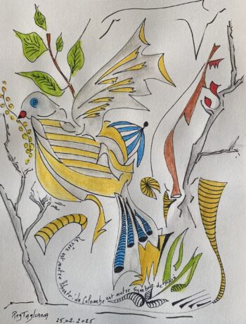 La Colombe - Technique mixte (encre et aquarelle) sur papier