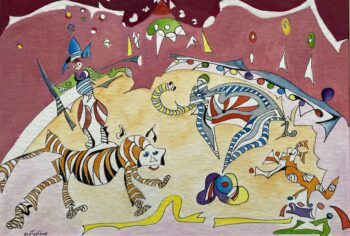 Le cirque - Technique mixte (encre et gouache) - 30x40cm