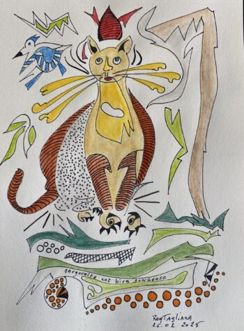Marguerite songeuse - Technique mixte (encre et aquarelle) sur papier