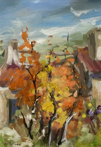 Automne en Quercy - Gouache sur carton 20 x29cm 180€