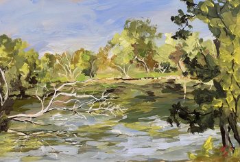 Le parc de Grouchy - gouache sur carton - 16 x 44 cm - 280€